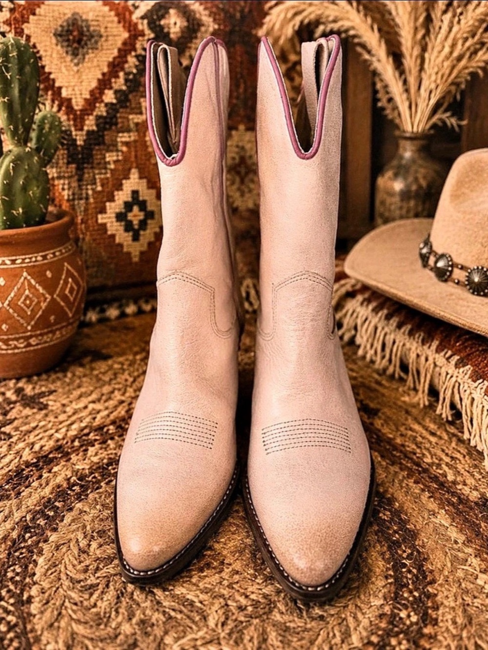 Free People Farrah Western Boots Leather Pink US 6